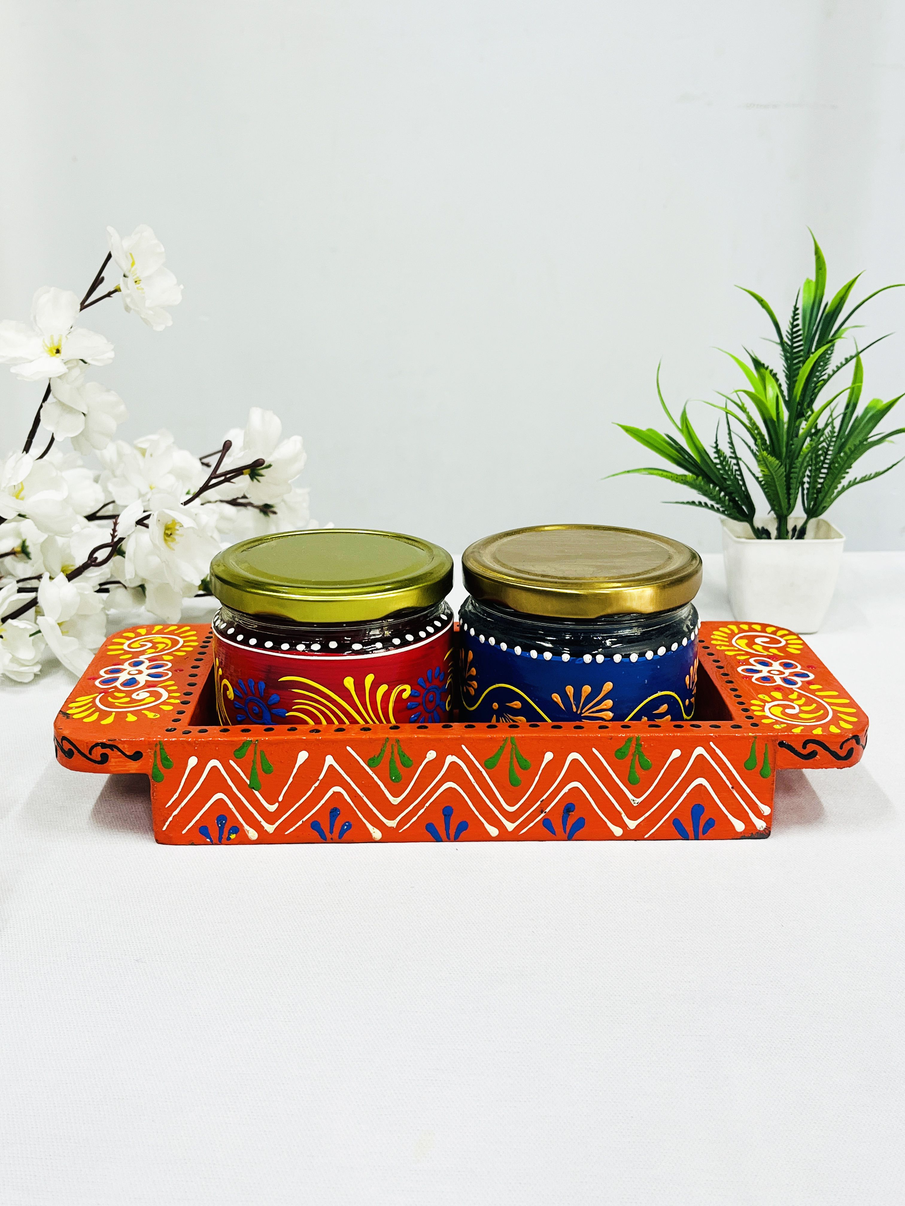 Wooden tray With glass Jar KItchen, Diwali Gifting, Guest Serving Decanter-image-22