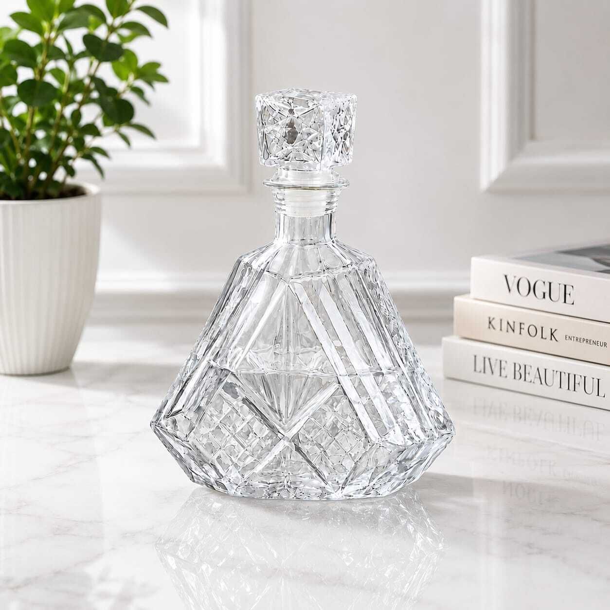 tmvmall Diamond shape decanter 1000ML (33.8ods) primium bottle Whiskey, Scotch, Bourbon, Brandy, Rum, Wine, Water, Juice, Home Bar, Party, Hotel Decanter-picture-20