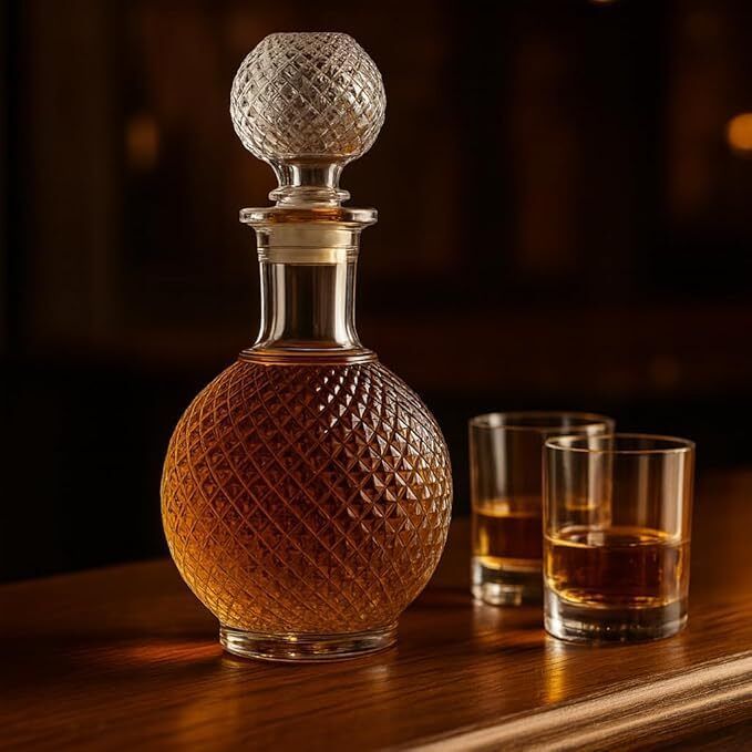 red-rubby Round Decanter Clear Glass 1000 ml Storage Container for Liquor wine, whiskey Decanter-picture-11