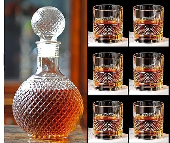 Liquor Decanter, 1000 ML Crystal Decanter with Premium Crystal Old Fashioned Wine, Whisky, Vodka, Bourbon, Brandy, Scotch Decanter-image-36