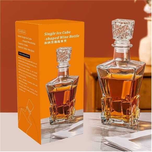 Whiskey Decanter with Glass Stopper Crystal Clear Liquor Bottle for Alcohol Adults Decanter-image-21
