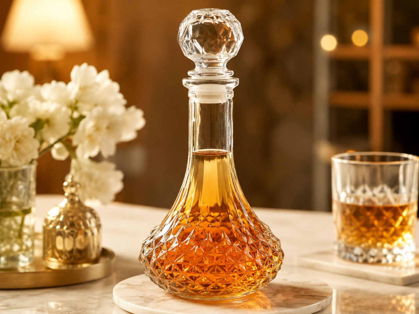 red-rubby Rajwadi 1000 ml European Style Glass Decanter with Airtight Stopper for Whisky Wine, Rum Decanter-picture-19