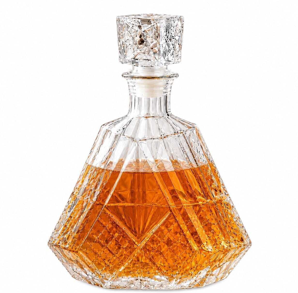 tmvmall Diamond shape decanter 1000ML (33.8ods) primium bottle Whiskey, Scotch, Bourbon, Brandy, Rum, Wine, Water, Juice, Home Bar, Party, Hotel Decanter-picture-29