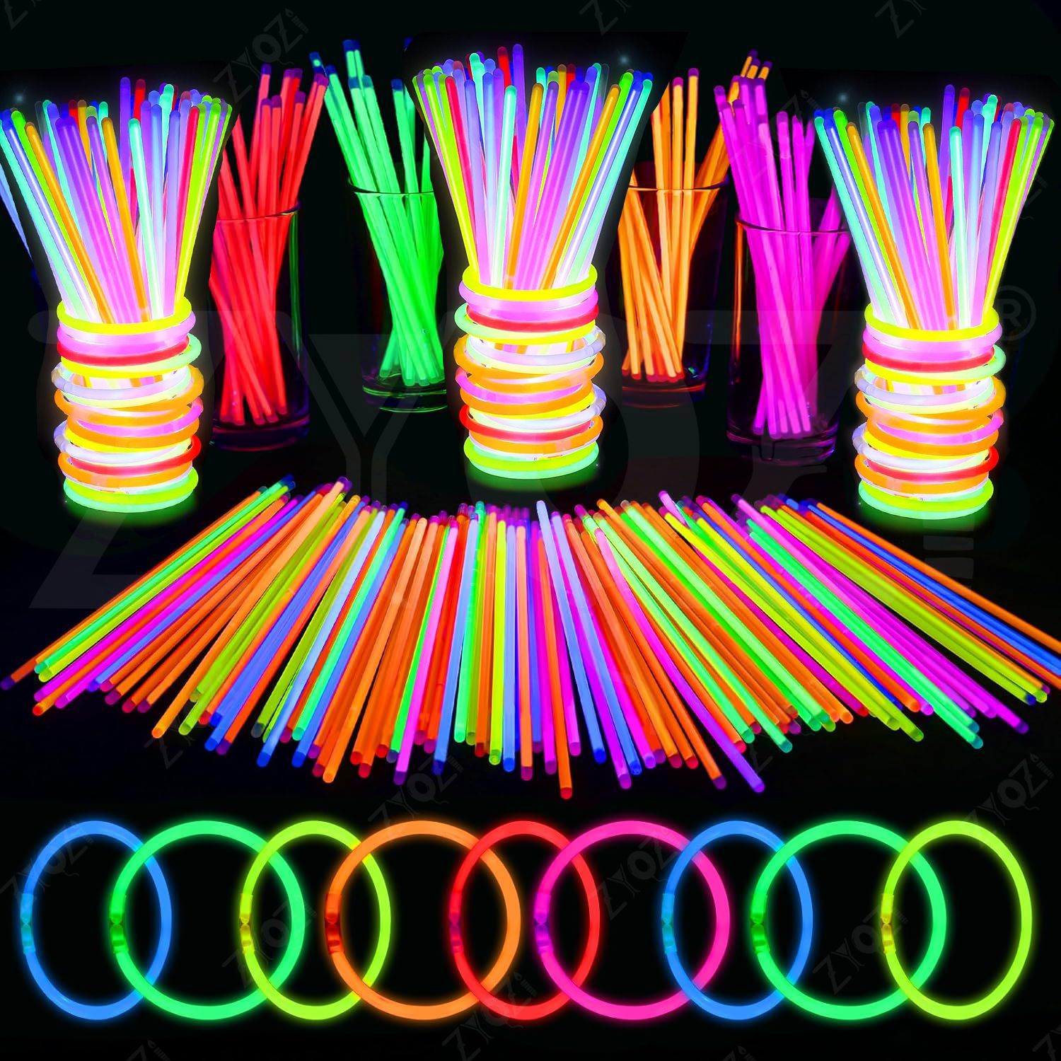 zyozi Multicolor Premium Glow Sticks Party Pack, Multi-Color Neon Light Sticks For Party (15 Pcs)-picture-13