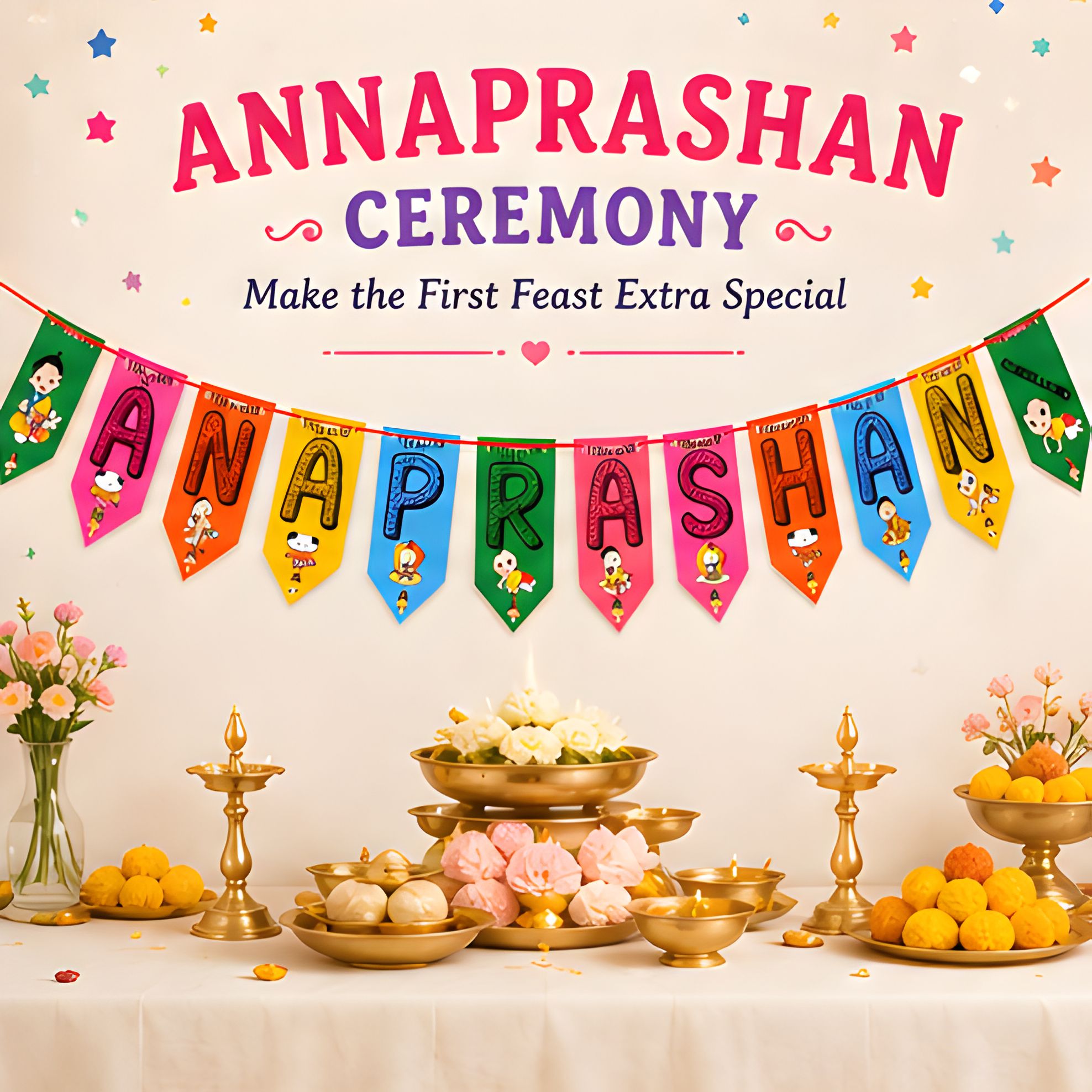 bubble trouble Multicolor Happy Annaprashan Banner for Baby Rice Ceremony Decoration-picture-15