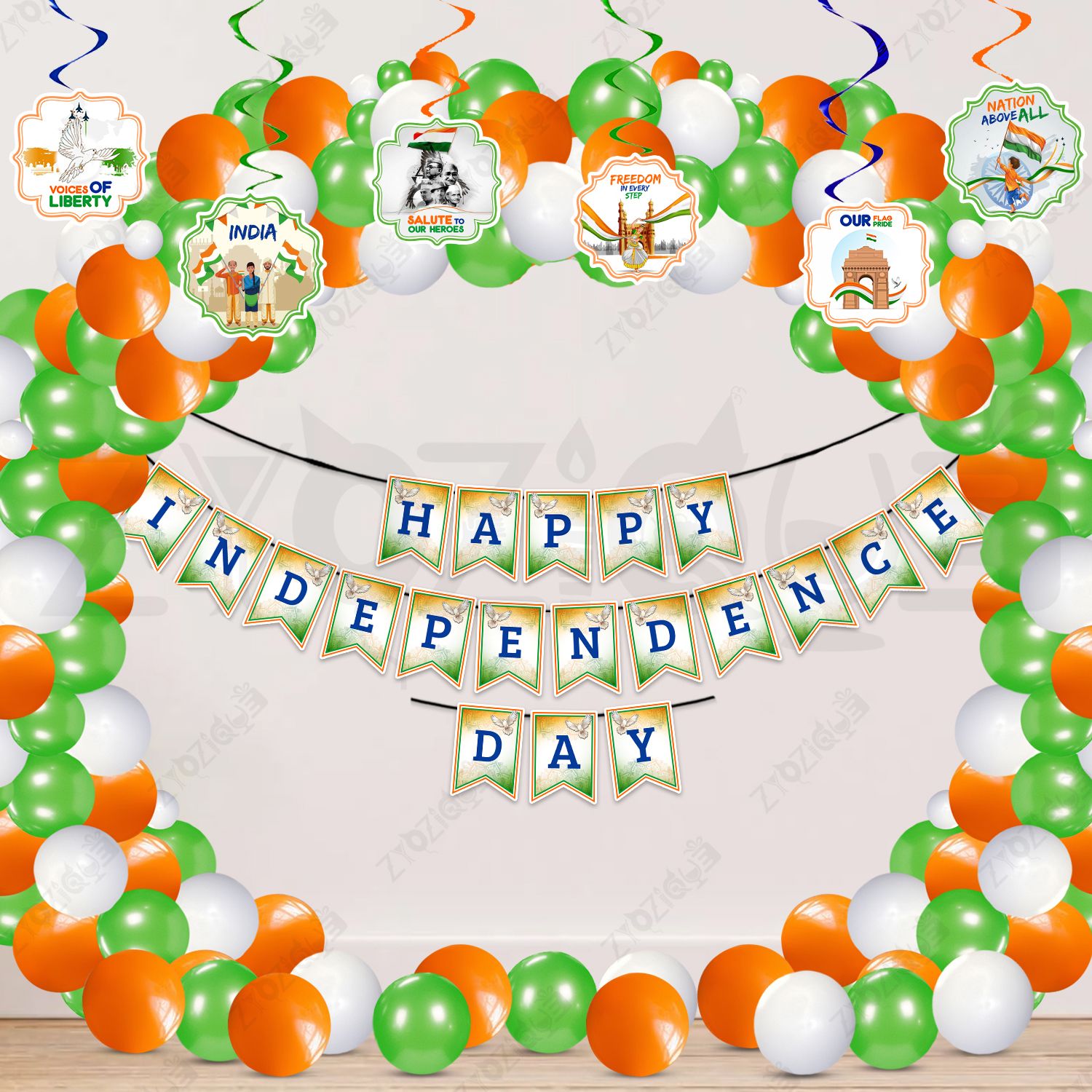 zyozique Orange, White, Green 52 Pcs 15 August Decorations Items | Independence Day Tricolour Decoration Combo-picture-16