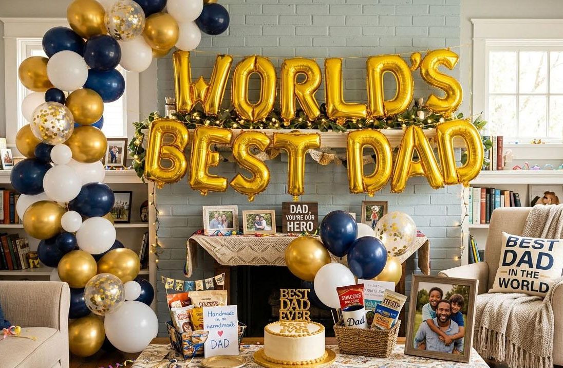 Multicolor Worlds Best Dad Gold Foil Letter Balloon Combo Father's Day & Birthday-image-10