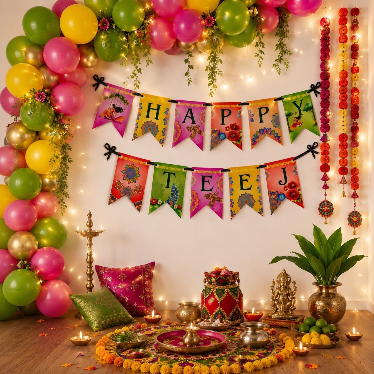party box Multicolor Happy Teej Balloon Decoration-picture-24