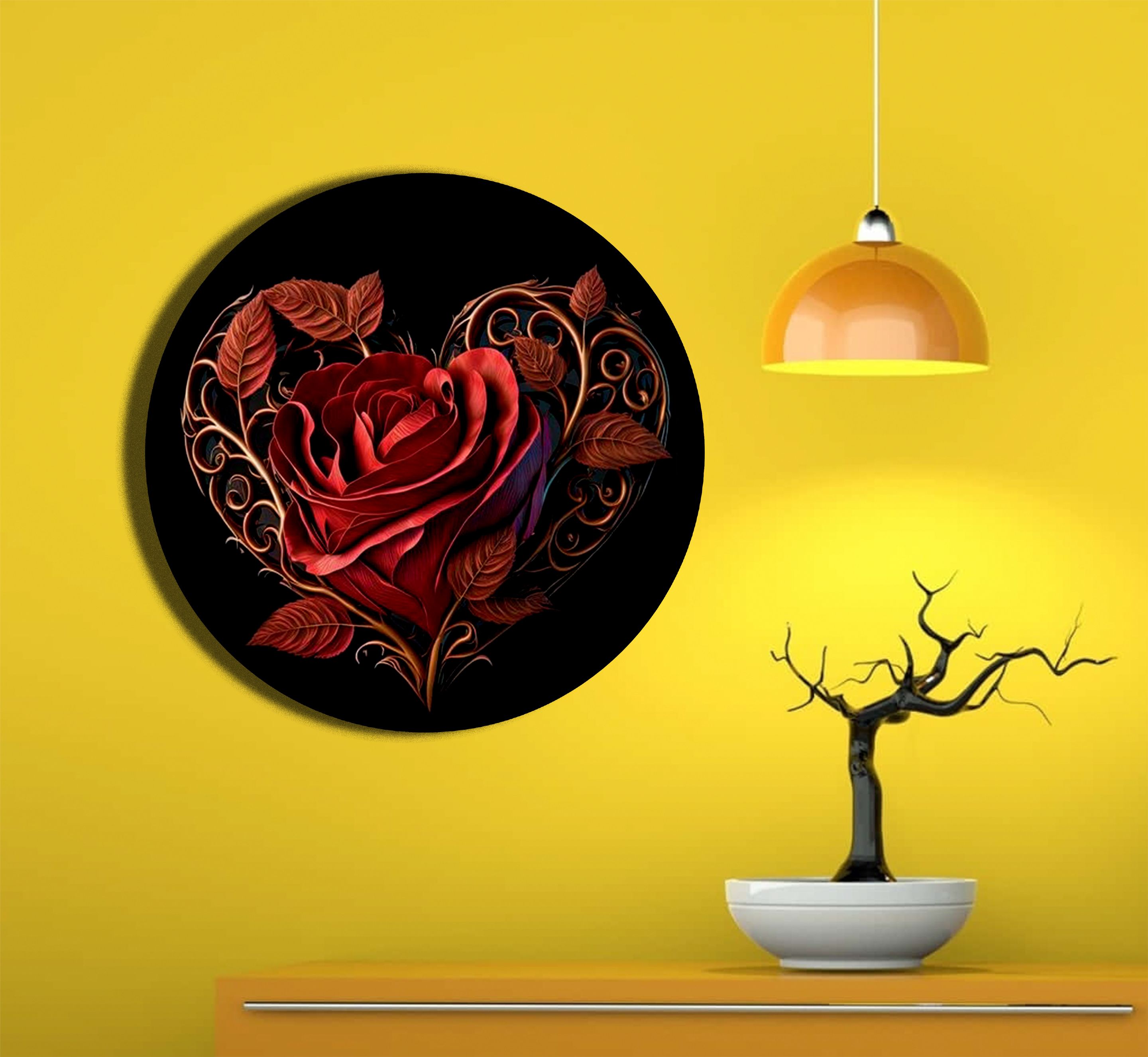 Red Rose Wall hanging plate 8 inch Ceramic Decorative Platter-image-1