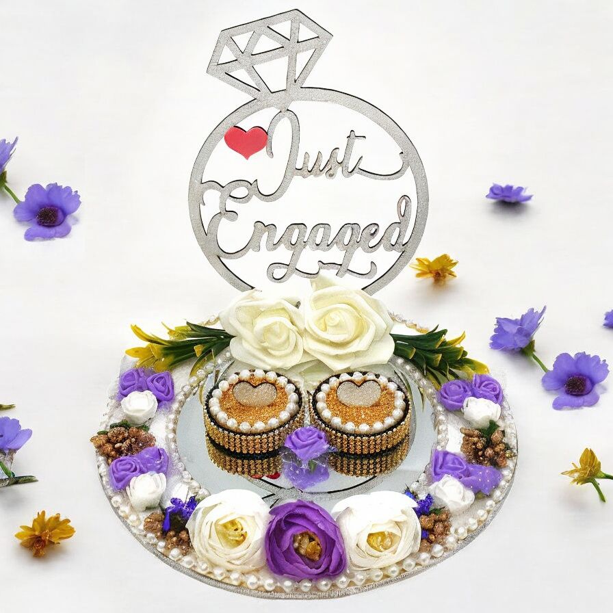 Purple Engagement ring platter Stoneware, Wood, Paper Decorative Platter-image-44