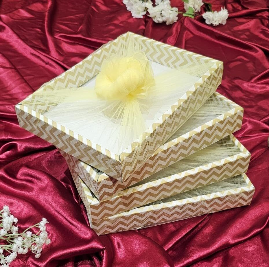 4 Pcs Multipurpose Decorative Folding Paper Box Net Gift Hamper Diwali Gifting Paper Decorative Platter