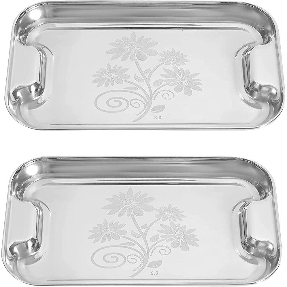 maadadhimati Stainless Steel Serving Tray||Lemon Platter with Steel Finish||Multipurpose Tray Tray-picture-22