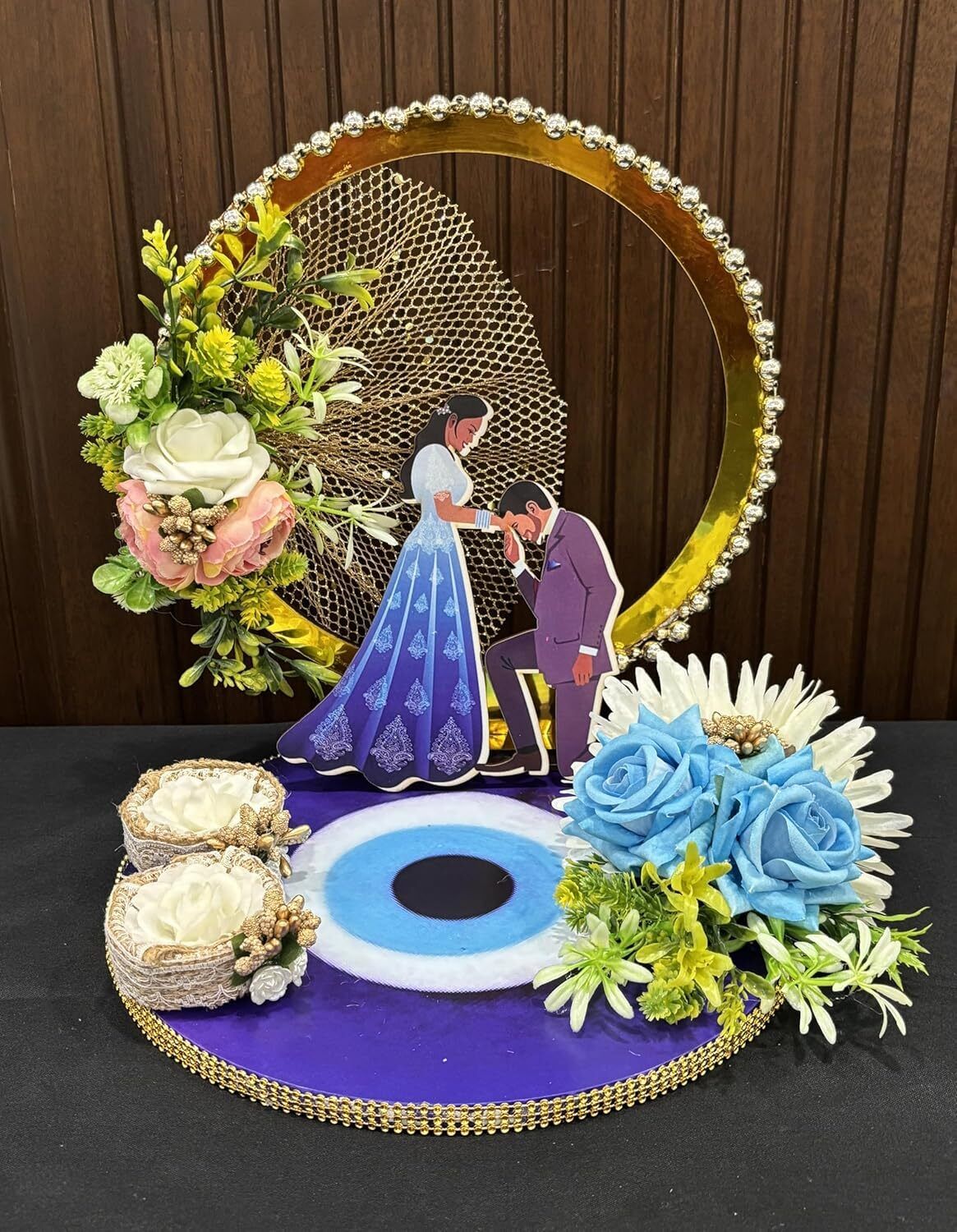 Beautiful Engagement Ring Platter | Elegant Decorative Plate for Engagement Wood Decorative Platter