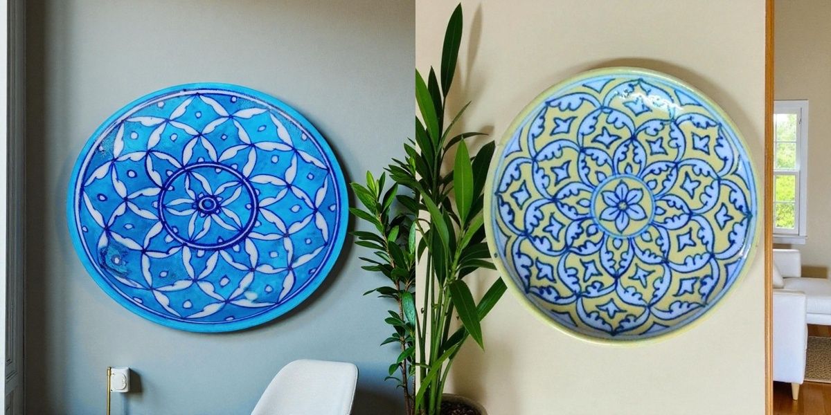 om craft villa Decorative Platter Set of 2 | Elegant Home & Table Décor Serving Plates Ceramic Decorative Platter-picture-14