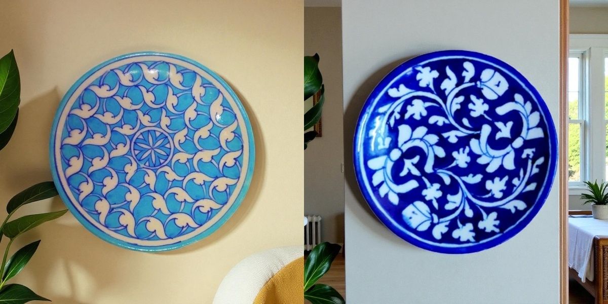 om craft villa Decorative Platter Set of 2 | Elegant Home & Table Décor Serving Plates Ceramic Decorative Platter-picture-25