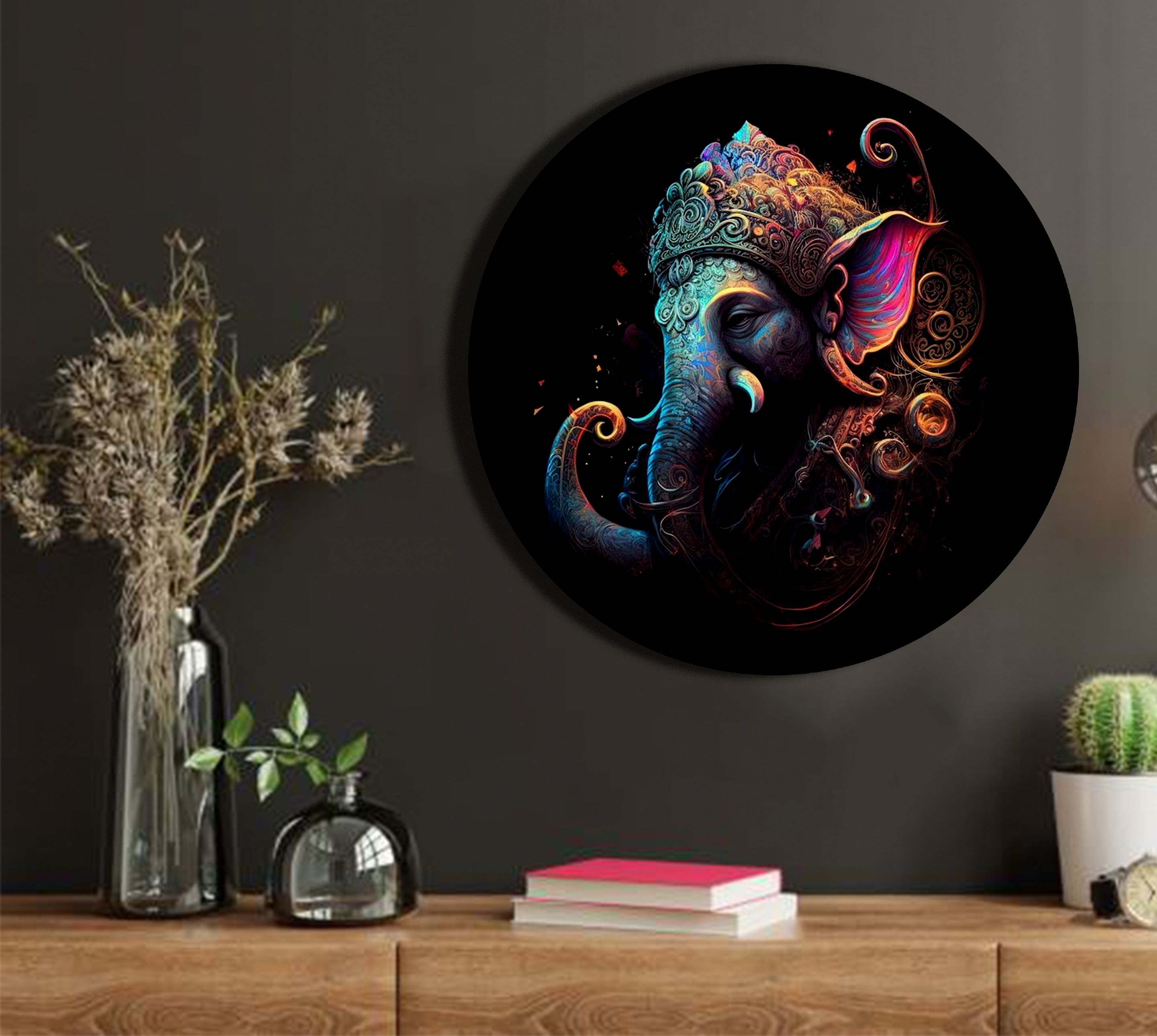 gfylo Ganapati - Leader of the Ganas Wall hanging plate 8 inch Ceramic Decorative Platter-picture-19