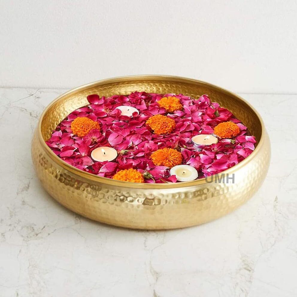 FK Metal Decorative Bowl Gold Color, Hammered Design, Gift Bowl Iron Decorative Platter-image-47