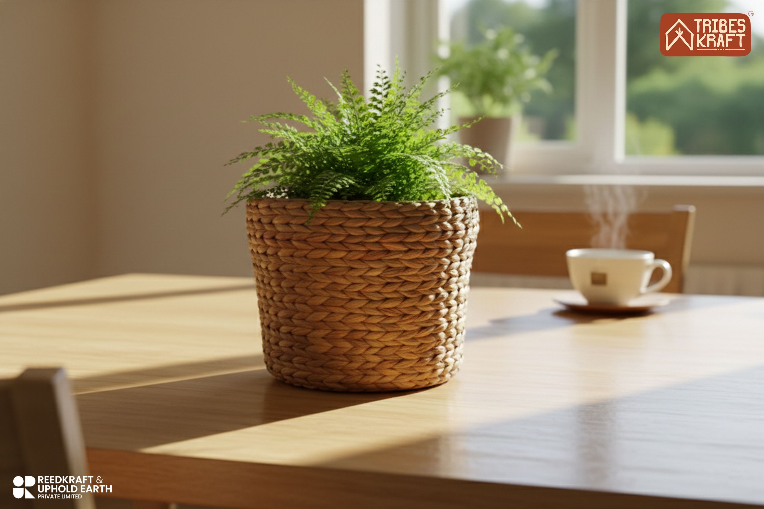 Water Hyacinth Planter - Round - Natural-Medium 9 (dia)x9 (ht)inches Bamboo Decorative Platter