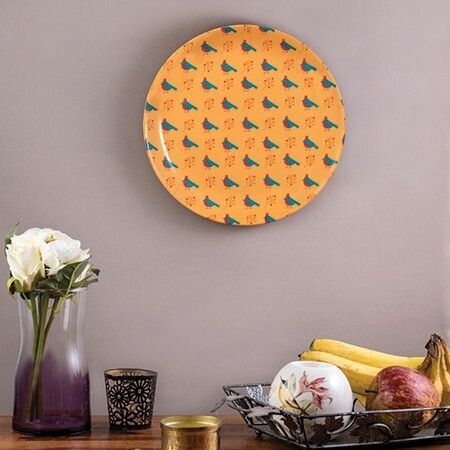 kolorobia Bird Berry full Decorative Wall Plate|for Home|Office- 7inch Ceramic Decorative Platter-picture-2