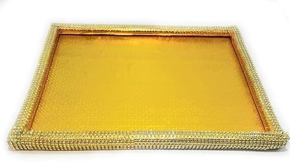 giftsbouquet Wooden Decorative Tray (Golden) Wood Decorative Platter-picture-23