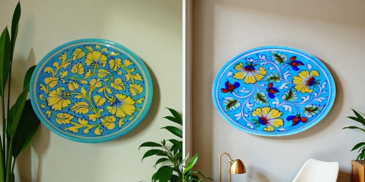 om craft villa Decorative Platter Set of 2 | Elegant Home & Table Décor Serving Plates Ceramic Decorative Platter-picture-11