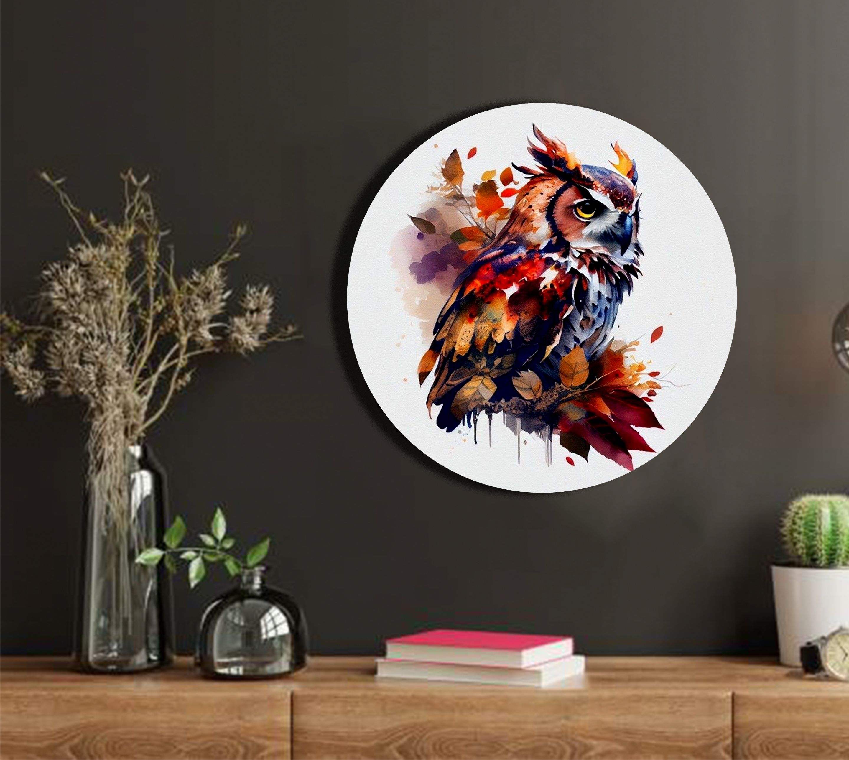 gfylo Eastern Screech Owl (Megascops asio) Wall hanging plate 8 inch Ceramic Decorative Platter-picture-17