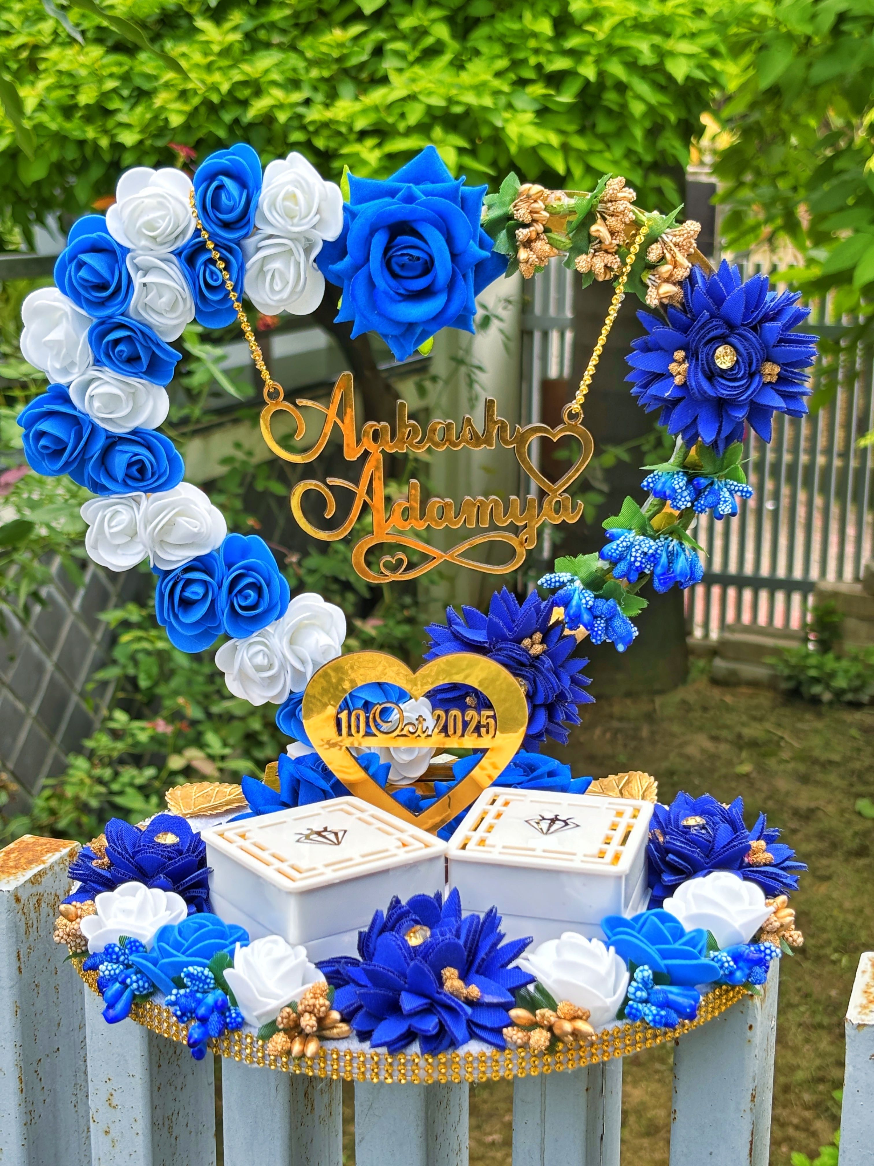 Engagement Ring Platter with Name & Date | Tray for Engagement, Roka & Wedding Wood Decorative Platter-image-28