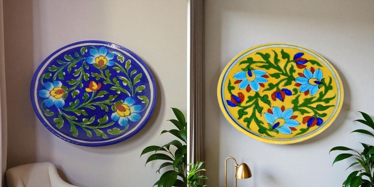om craft villa Decorative Platter Set of 2 | Elegant Home & Table Décor Serving Plates Ceramic Decorative Platter-picture-23