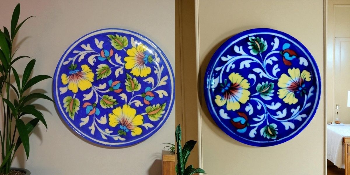 om craft villa Decorative Platter Set of 2 | Elegant Home & Table Décor Serving Plates Ceramic Decorative Platter-picture-20