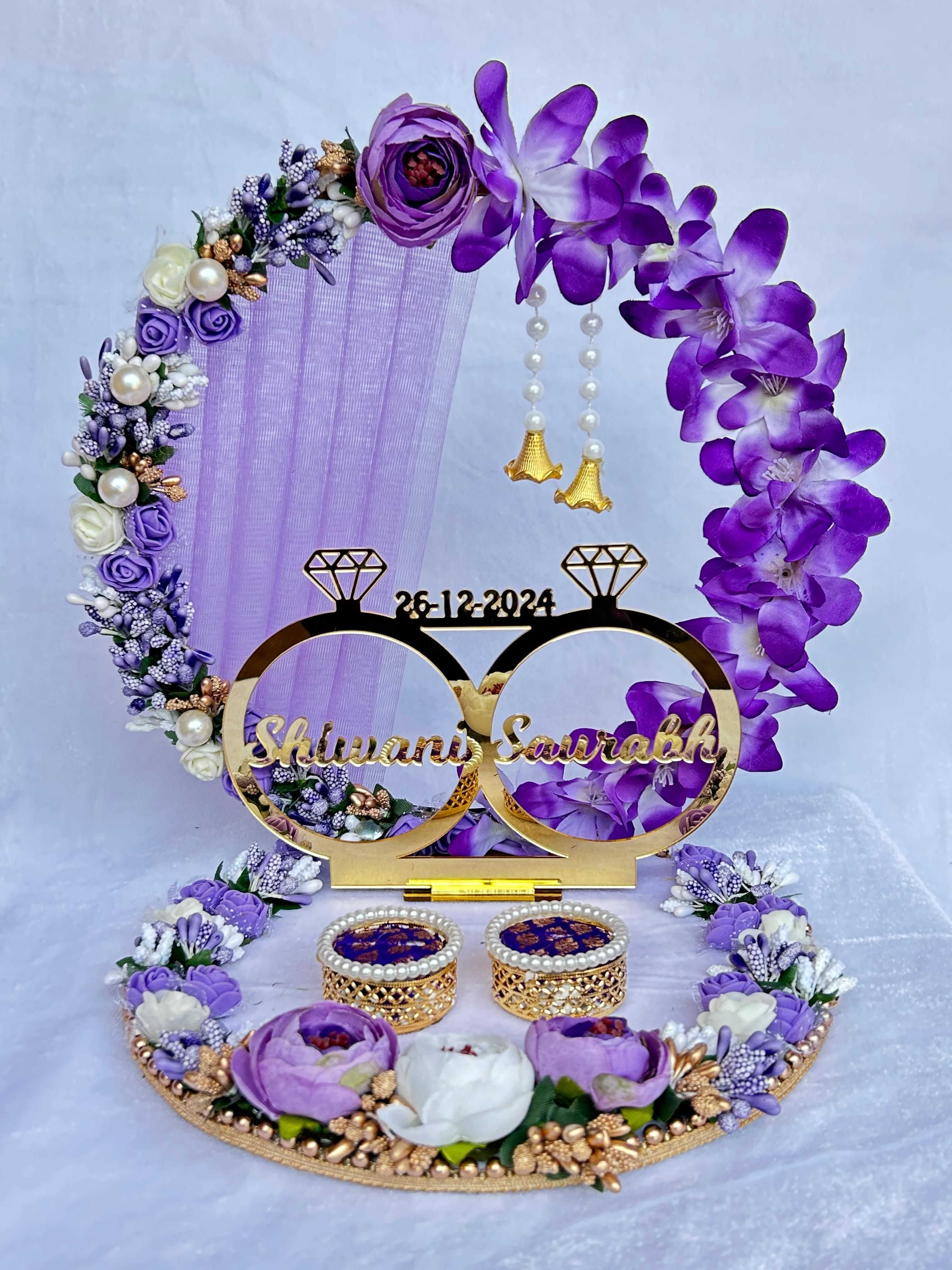Customize Engagement Ring platter with beautiful Floral work Wood Decorative Platter-image-28
