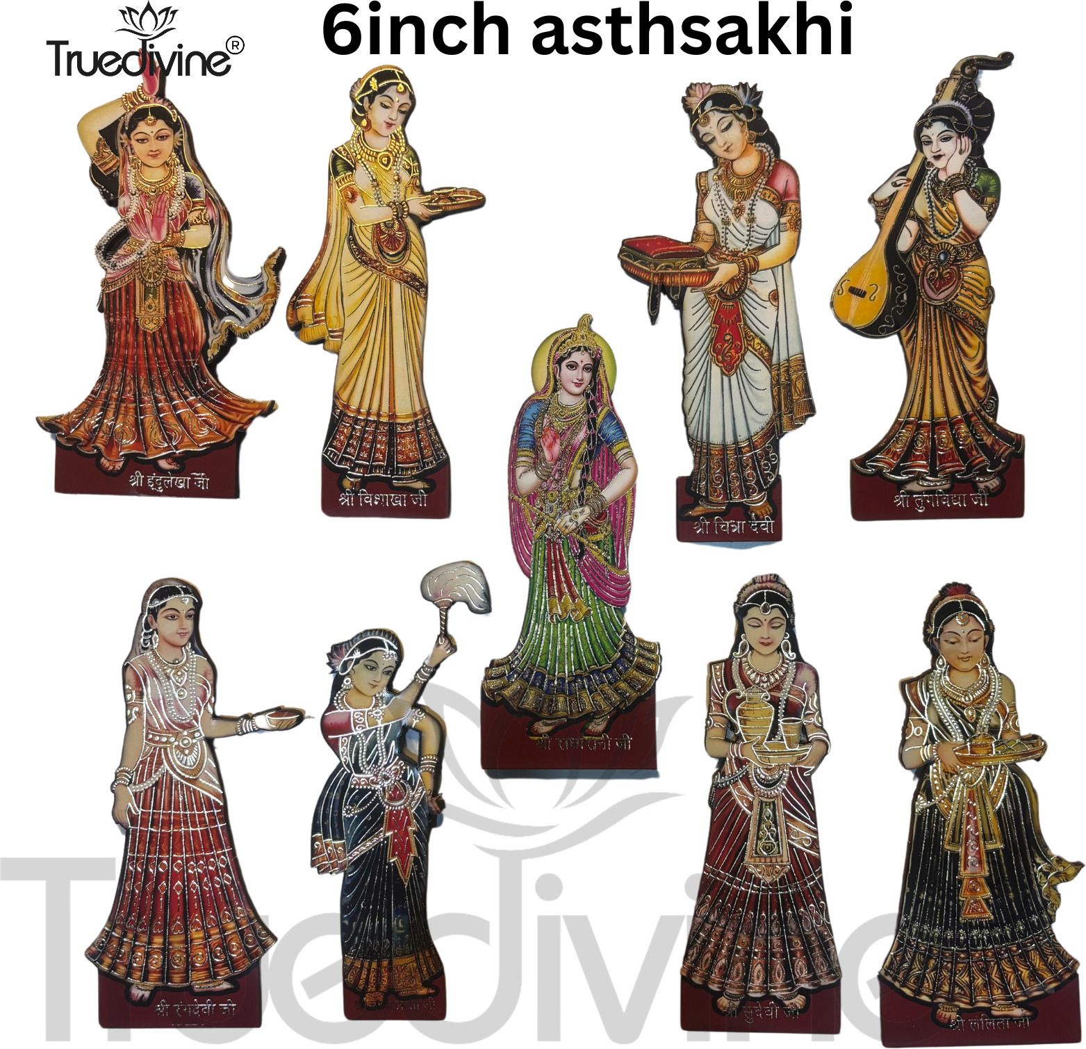 6inch pushtimargiya astsakhi high quality radhaji with 8sakhi Dress-image-44