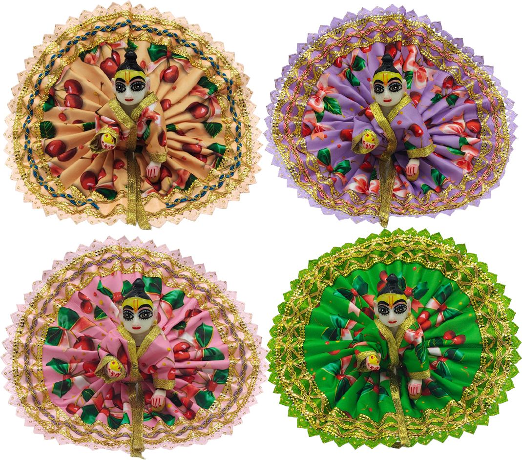 ecommall Laddu Gopal Cotton Dress Size 5 Summer Poshak Kanha ji Clothes Combo (Set of 4) Dress-picture-10
