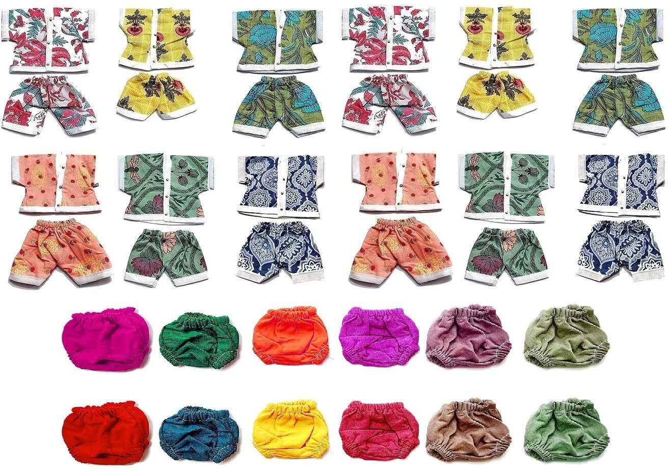 12 Cotton Night Suit & 12 Nappy for Laddu Gopal, Kanha ji, Bal Gopal, ( Size - 2 no.) Dress-image-49