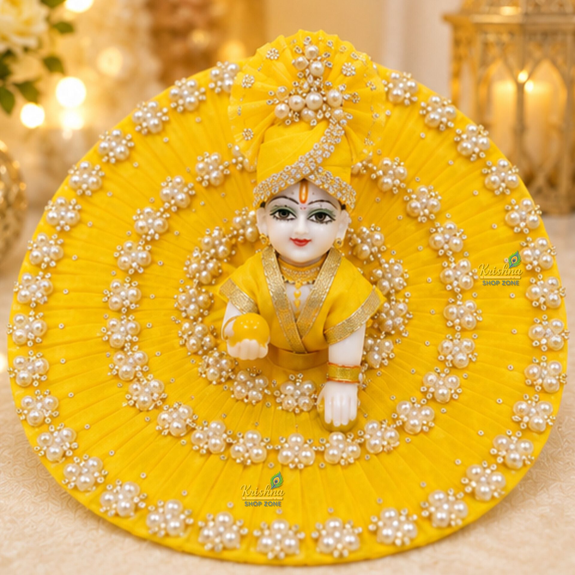 Size 5, Kanha Ji Janmashtami Special Heavy Stone Festival Poshak with Pagdi Dress-image-35