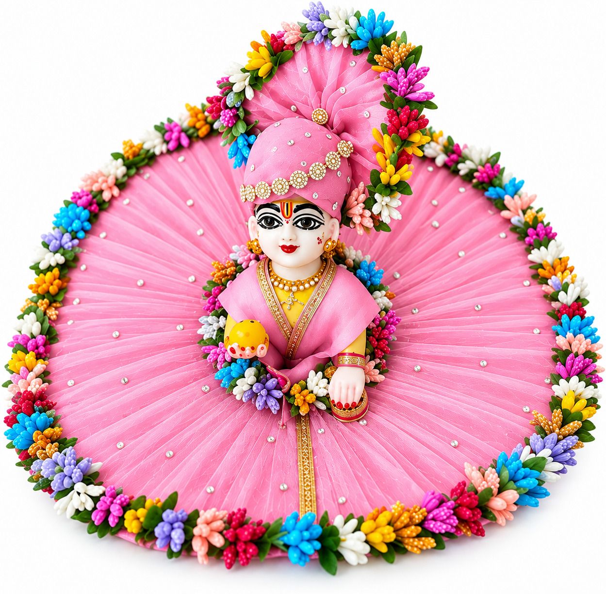 Size4, Kanha Ji Pink Janmashtami Dress, Designer Pagdi for Laddu Gopal Dress-image-4