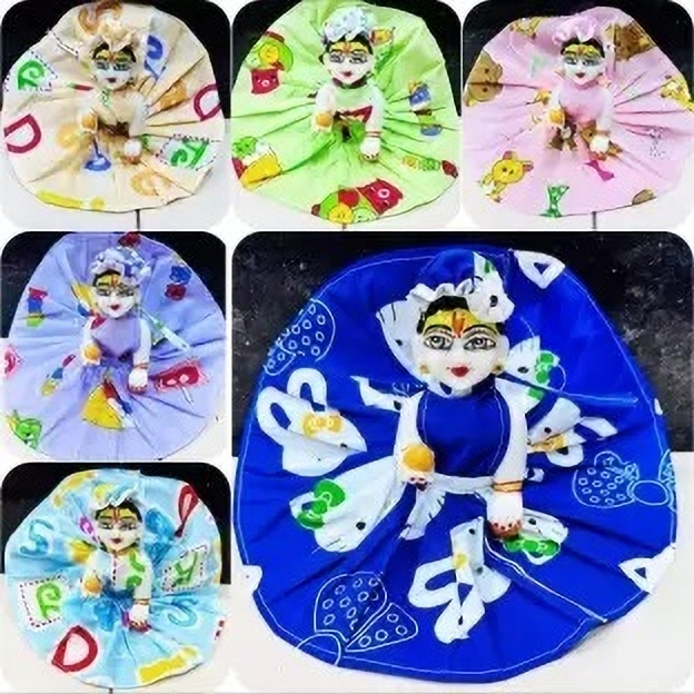 brijmart laddu gopal cotton dress set of 6, for 1-0 no laddu {random color and print} Dress image 1