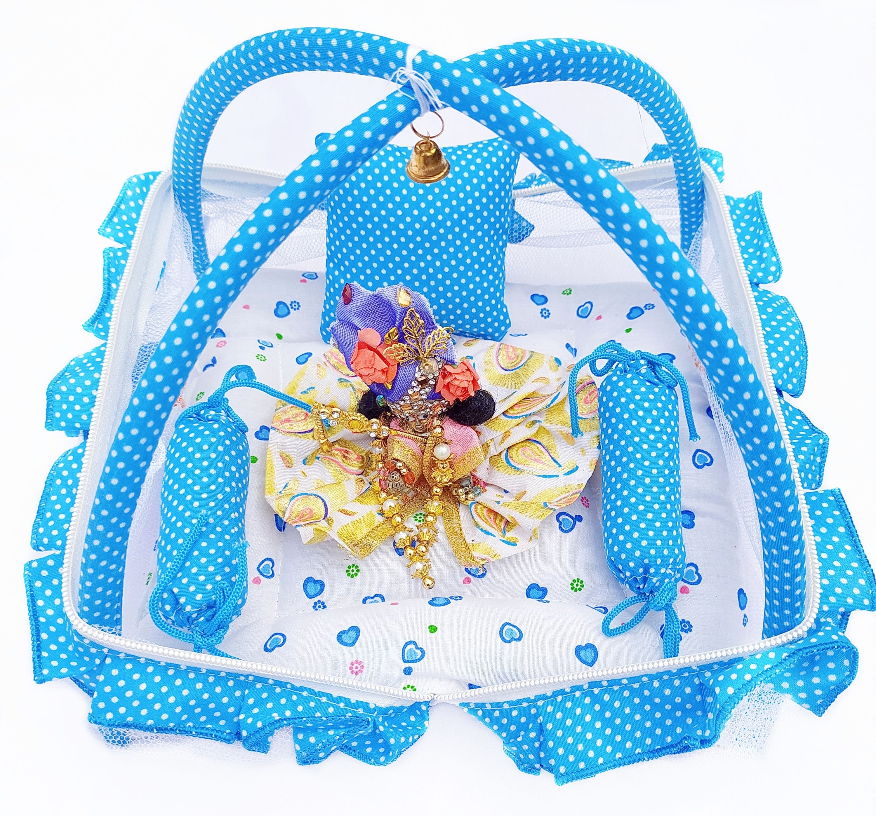 Laddu Gopal Bed 0 to 6 No. Lord Krishna Ji Jhula, Singhasan, Thakur ji Dress-image-39