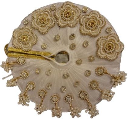 shyam Size 2 Handcrafted White Pearl Flower Laddu Gopal Poshak Set with Mukut Dress-picture-32