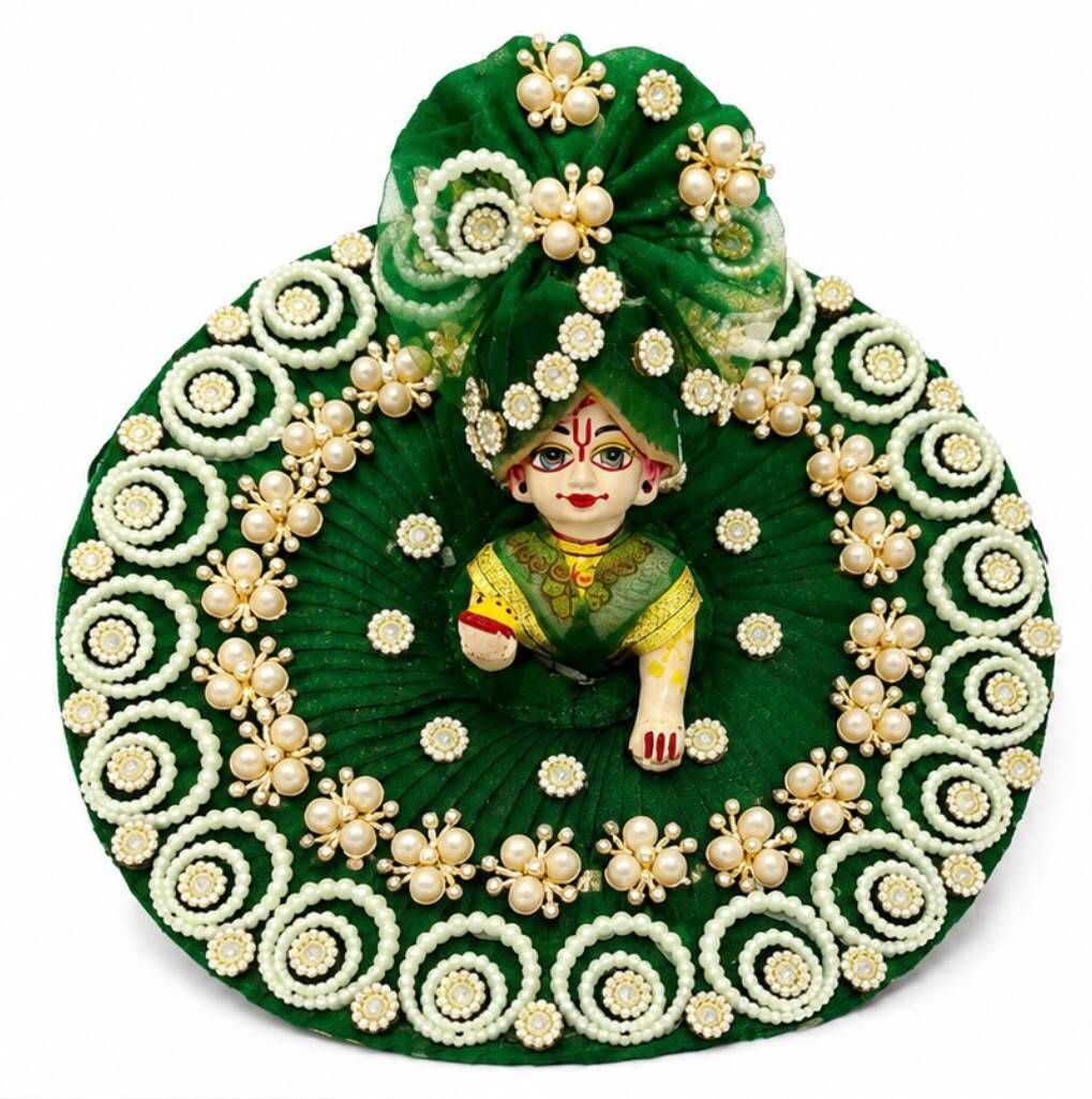 Designer Green Laddu Gopal Dress with Pearl Work Dress-image-9