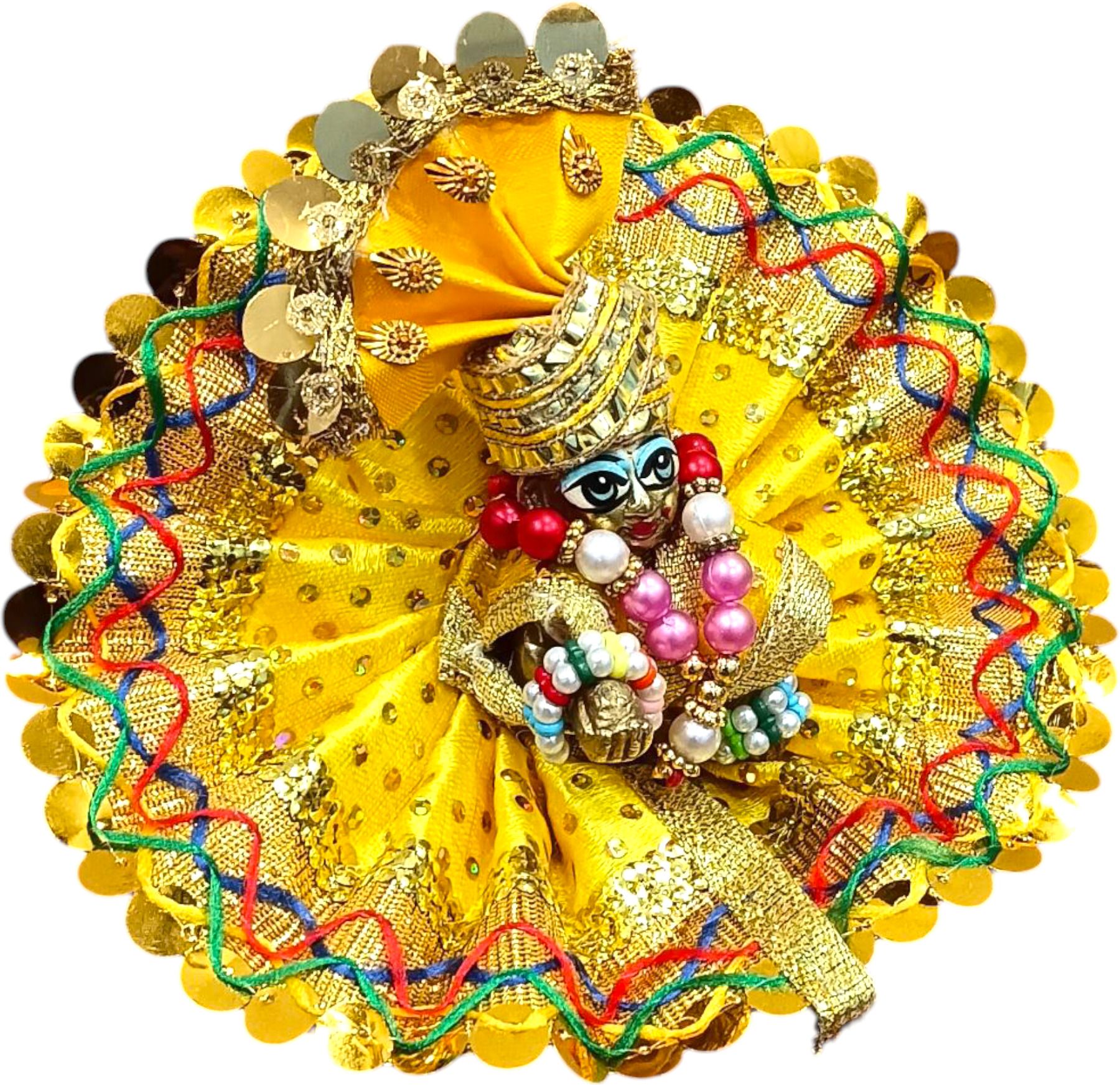0 to 2 No Laddu Gopal Ji Yellow dress combo with Pagdi, Mala and kade (4 item) Dress-image-40