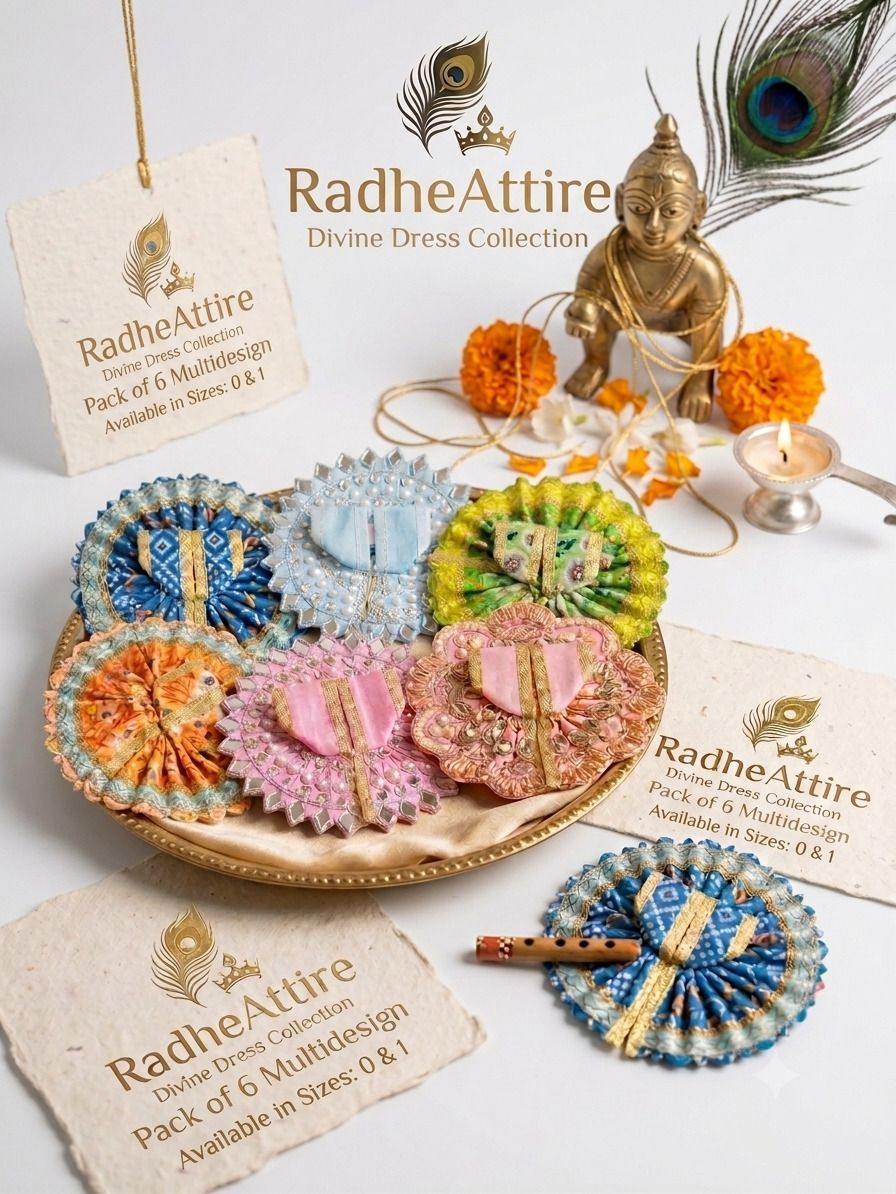 Laddu Gopal dress pack of 6 multidesign Dress-image-4