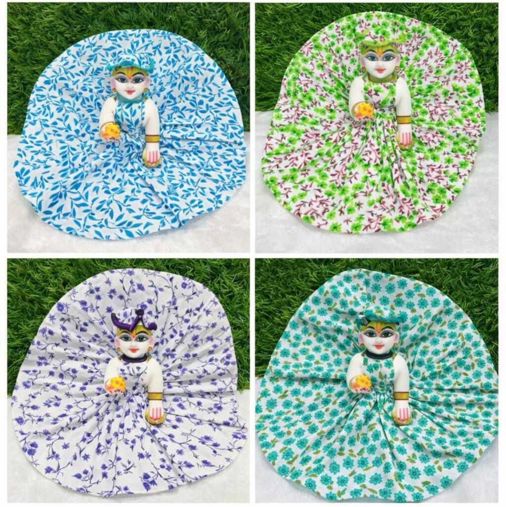 Size 4, Pack of 4, Summer Pure Cotton Dress for Kanha Ji, Random Colours & Design Dress-image-4