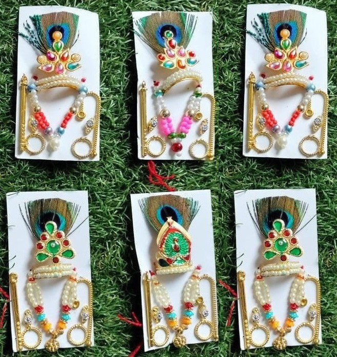 firmus Bal Gopal Shringar Set (Size-3) Random Color (Pack of 6) for Laddu Gopal Deity Ornament image 1