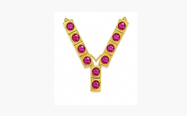 pmw Pink Stone Goddess Necklace for Devi Idols| Pink Stone Temple Jewellery Necklace Deity Ornament-picture-7