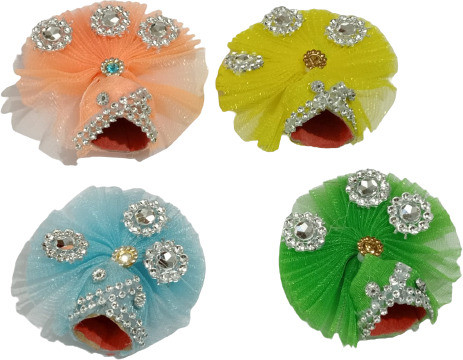 hemrishi enterprises Laddu Gopal Thakur Ji Kanha Ji Cap Pagri Size 0 No Pack Of 4 Deity Ornament image 1