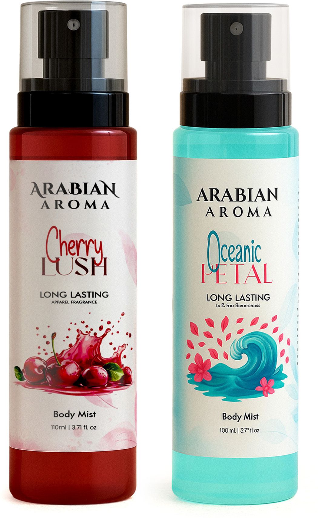 Oceanic Petal & Cherry Lush Body Mist Combo, Fresh Aqua & Cherry Fragrance Body Mist - For Women-image-1