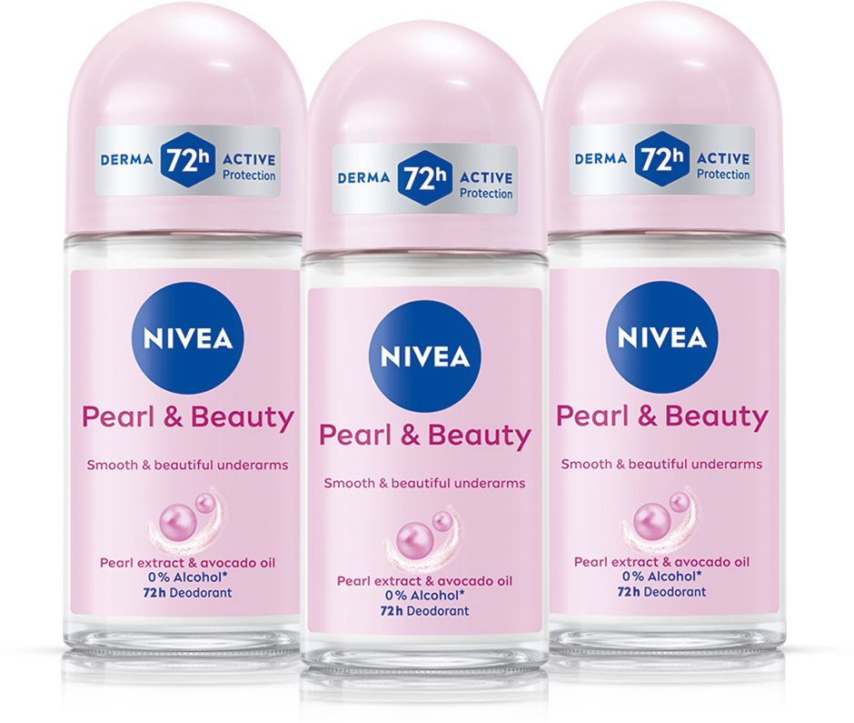 Pearl & Beauty Roll On 50 ml - Pack of 3 Deodorant Spray-For Women