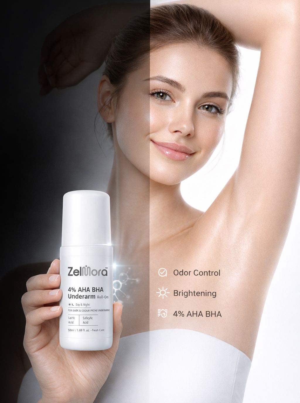 Daily Use Roll On AHA BHA Underarm Deodorant for Whitening & Odor Control Deodorant Roll-on - For Women-image-47