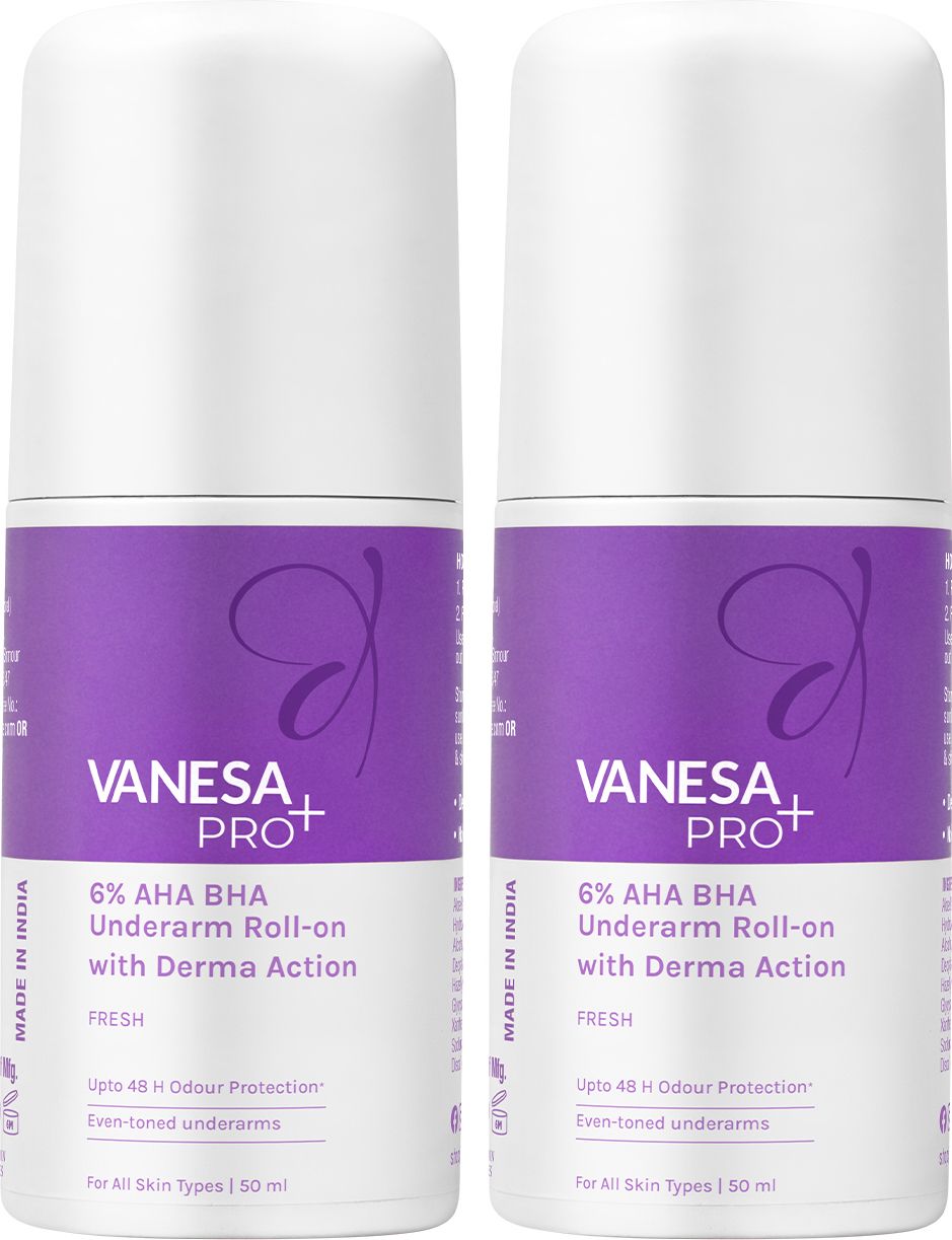 Pro+ 6% AHA BHA Underarm Roll-on with Derma Action, Fresh Combo (50ml X 2) Deodorant Roll-on - For Women-image-29