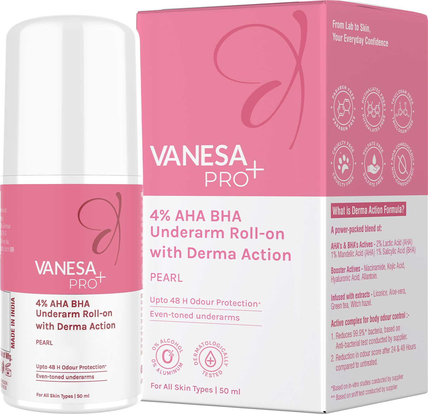 vanesa Pro+ 4% AHA BHA Underarm Roll-on with Derma Action, Pearl Deodorant Roll-on - For Women-picture-10